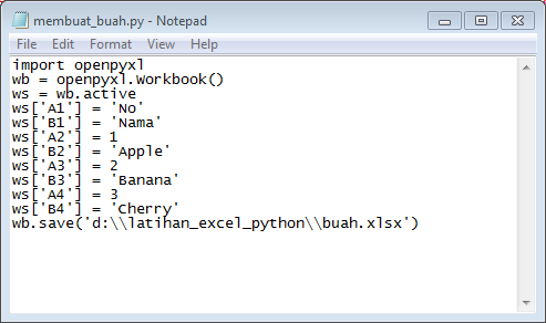 Olah Data Excel dengan Python - Membuat File - Basang Data